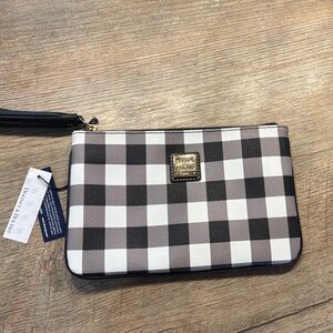 Dooney & Bourke Black and White Gingham Zip Wristlet